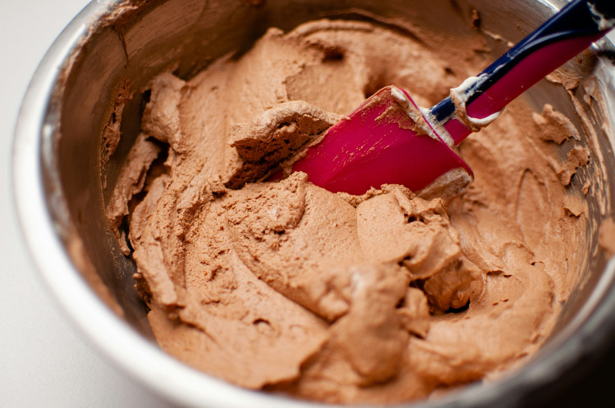 Bowl of chocolate mousse with sea salt on top