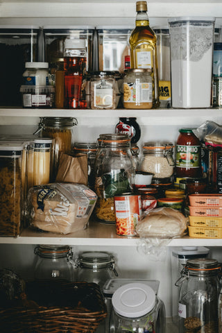 A pantry filled with kitchen ingredients 